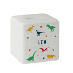Personalised Name Only Dinosaur Design Ceramic Square Money Box - Image 4