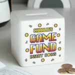 Personalised 'Gaming Fund' Ceramic Square Money Box - Image 4