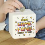Personalised 'Gaming Fund' Ceramic Square Money Box - Image 2