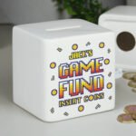 Personalised 'Gaming Fund' Ceramic Square Money Box - Image 3