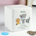 Personalised Tiny Tatty Teddy Jungle Animals Design Ceramic Square Money Box - Image 3