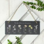 Personalised Flower of The Month Design Hanging Slate Plaque