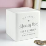 Personalised 'My First Money Box' Ceramic Square Money Box