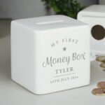 Personalised 'My First Money Box' Ceramic Square Money Box - Image 4