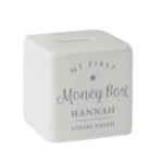 Personalised 'My First Money Box' Ceramic Square Money Box - Image 6