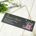 Personalised Floral Wellies Design Hanging Slate Garden Sign - Image 4