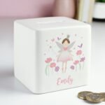 Personalised Children's Fairy Princess Design Ceramic Square Money Box
