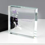 Personalised Any Message Butterflies Design Crystal Glass Token - Image 2