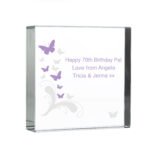 Personalised Any Message Butterflies Design Crystal Glass Token - Image 3