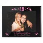 Personalised 18th Birthday 7x5 Landscape Black Glass Photo Frame - Image 2