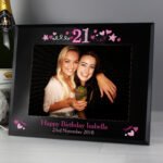 Personalised 21st Birthday 7x5 Landscape Black Glass Photo Frame