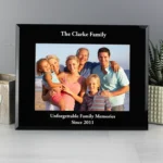 Personalised Any Message 7x5 Landscape Black Glass Photo Frame