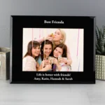Personalised Any Message 7x5 Landscape Black Glass Photo Frame - Image 2