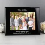 Personalised Any Message 7x5 Landscape Black Glass Photo Frame - Image 3