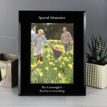 Personalised Any Message 5x7 Portrait Black Glass Photo Frame