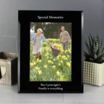 Personalised Any Message 5x7 Portrait Black Glass Photo Frame