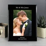 Personalised Any Message 5x7 Portrait Black Glass Photo Frame - Image 5