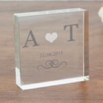 Personalised Monogram Initials Silver Heart Motif Crystal Glass Token - Image 2