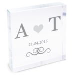 Personalised Monogram Initials Silver Heart Motif Crystal Glass Token - Image 3
