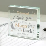 Personalised 'I Love You To The Moon & Back' Crystal Glass Token - Image 2