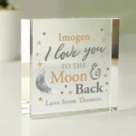 Personalised 'I Love You To The Moon & Back' Crystal Glass Token - Image 3