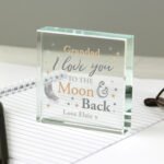 Personalised 'I Love You To The Moon & Back' Crystal Glass Token - Image 4