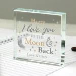 Personalised 'I Love You To The Moon & Back' Crystal Glass Token - Image 4