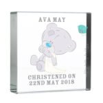 Personalised Tiny Tatty Teddy Holding Blanket Crystal Glass Token - Image 4