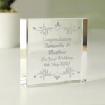 Personalised Any Message Sentiments Leaf Design Crystal Glass Token - Image 3