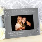 Personalised 'Eighteen' Birthday Diamante 6x4 Landscape Mirrored Glass Photo Frame - Image 2