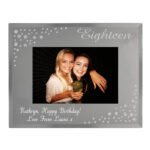 Personalised 'Eighteen' Birthday Diamante 6x4 Landscape Mirrored Glass Photo Frame - Image 4
