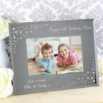 Personalised Any Message Diamante 6x4 Landscape Mirrored Glass Photo Frame