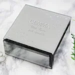 Personalised Name & Message Diamante Mirrored Glass Trinket Box
