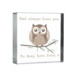 Personalised Woodland Owl Design Crystal Glass Token - Image 5