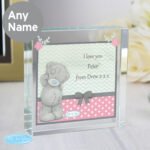Personalised Me to You Pastel Pink Polka Dot Design Crystal Glass Token - Image 2