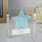 Personalised Blue Stitch & Dot Star Design Crystal Glass Token - Image 4