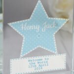 Personalised Blue Stitch & Dot Star Design Crystal Glass Token - Image 2