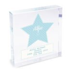 Personalised Blue Stitch & Dot Star Design Crystal Glass Token - Image 5