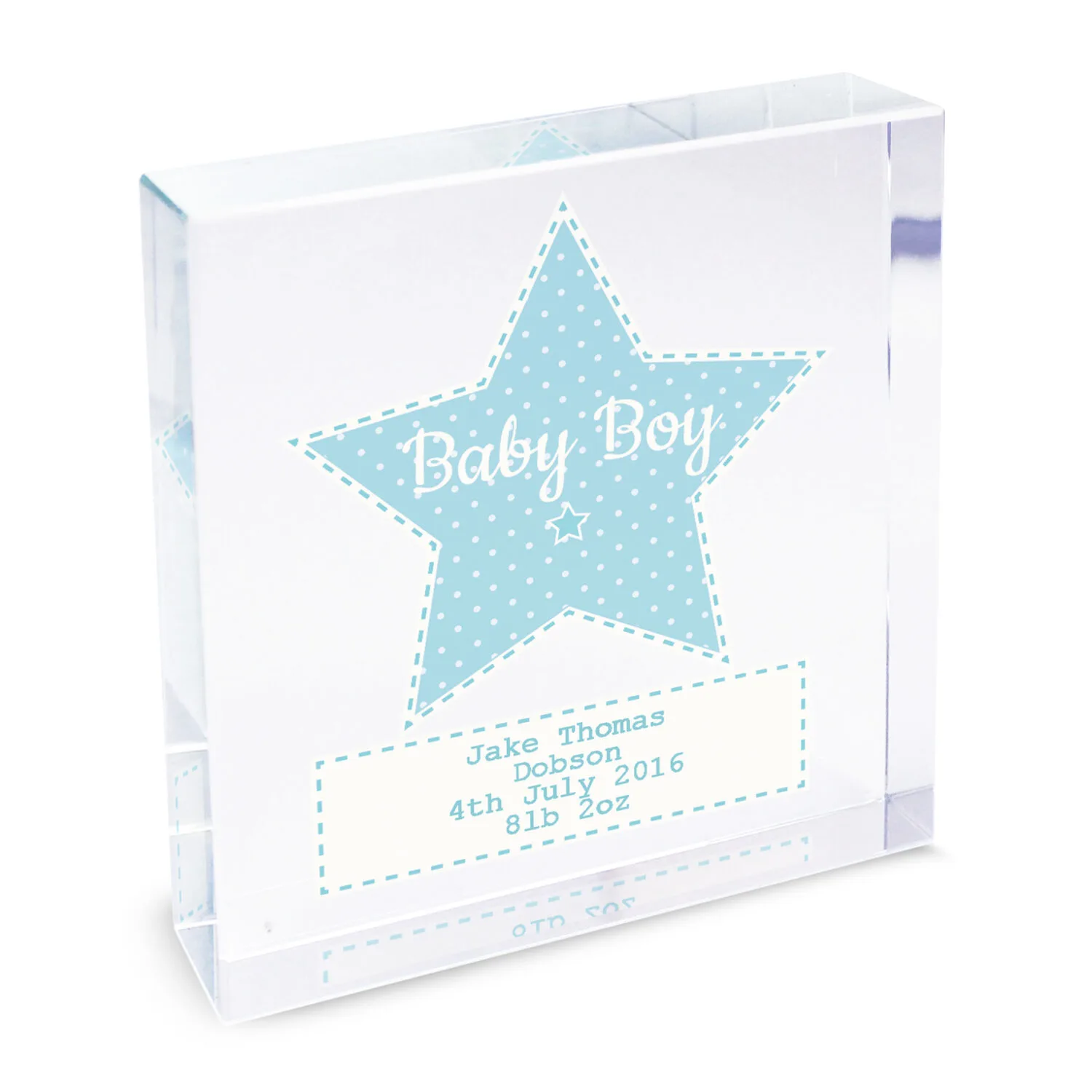 Personalised Blue Stitch & Dot Star Design Crystal Glass Token - Image 5