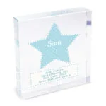 Personalised Blue Stitch & Dot Star Design Crystal Glass Token - Image 6