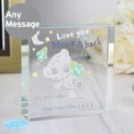 Personalised Tiny Tatty Teddy 'Love You To The Moon & Back' Crystal Glass Token - Image 2