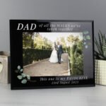 Personalised 'Of All The Walks We've Taken Together' Wedding 7x5 Landscape Black Glass Photo Frame