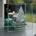 Personalised A Winter's Night Christmas Mirrored Glass Tea Light Candle Holder