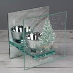 Personalised A Winter's Night Christmas Mirrored Glass Tea Light Candle Holder - Image 4