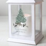 Personalised A Winter's Night Christmas Rustic White Plastic Light-up Lantern - Image 2