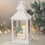 Personalised A Winter's Night Christmas Rustic White Plastic Light-up Lantern - Image 3