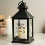 Personalised 'The Family' Rustic Black Plastic Light-up Lantern