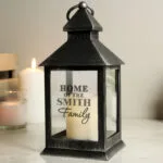 Personalised 'The Family' Rustic Black Plastic Light-Up Lantern