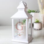 Personalised Floral Bouquet Design Rustic White Plastic Light-up Lantern - Image 4