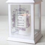 Personalised Soft Watercolour Design Rustic White Plastic Light-up Lantern - Image 3